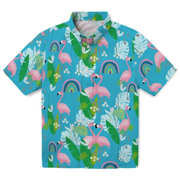 Rainbow Flamingo Foliage Hawaiian Shirt Best selling