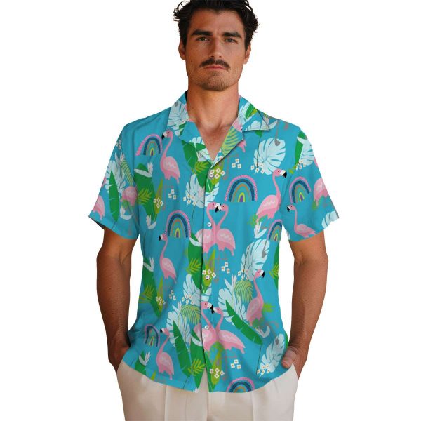 Rainbow Flamingo Foliage Hawaiian Shirt High quality