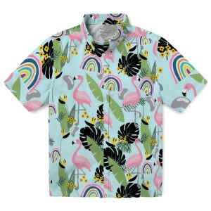 Rainbow Flamingo Leaves Hawaiian Shirt Best selling