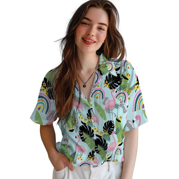 Rainbow Flamingo Leaves Hawaiian Shirt Trendy