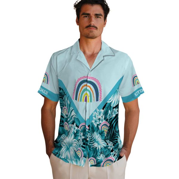 Rainbow Floral Chevron Hawaiian Shirt High quality