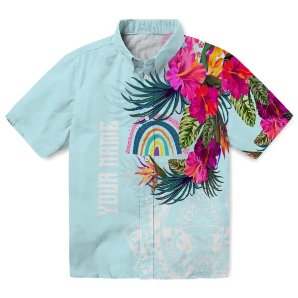 Rainbow Floral Polynesian Hawaiian Shirt Best selling