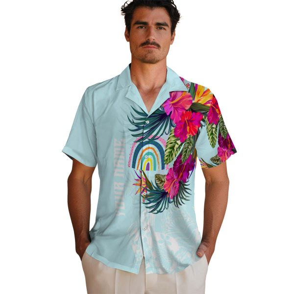 Rainbow Floral Polynesian Hawaiian Shirt High quality