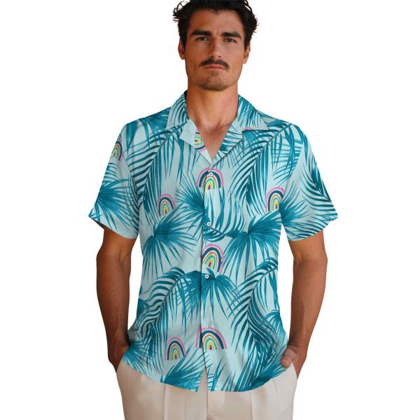 Rainbow Leafy Palms Hawaiian Shirt High quality