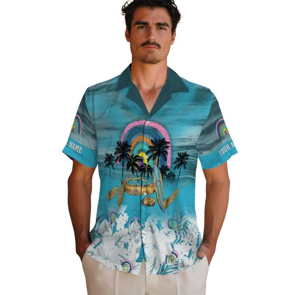 Rainbow Tropical Canoe Hawaiian Shirt High quality