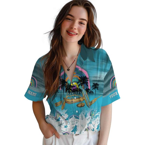 Rainbow Tropical Canoe Hawaiian Shirt Trendy