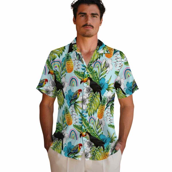 Rainbow Tropical Toucan Hawaiian Shirt High quality