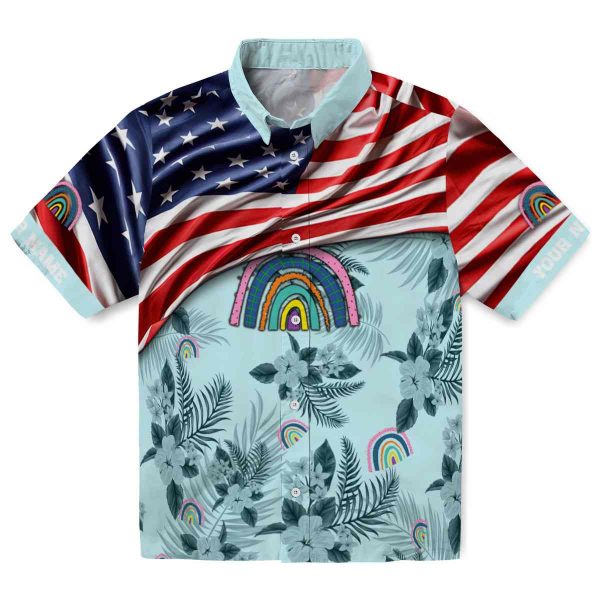 Rainbow US Flag Hibiscus Hawaiian Shirt Best selling