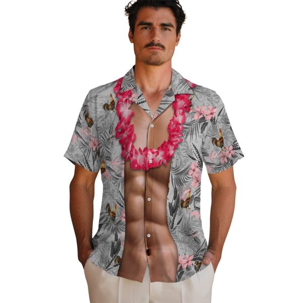 Rooster Chest Illusion Hawaiian Shirt High quality