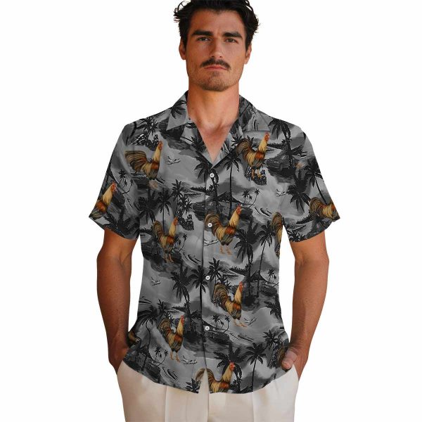 Rooster Coastal Palms Hawaiian Shirt High quality