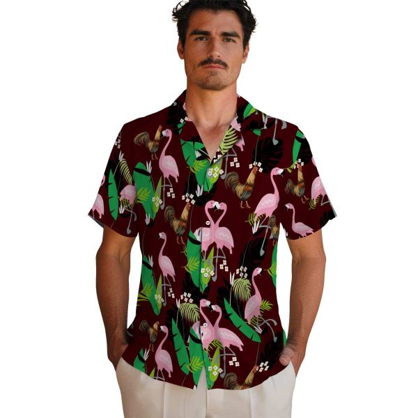 Rooster Flamingo Foliage Hawaiian Shirt High quality