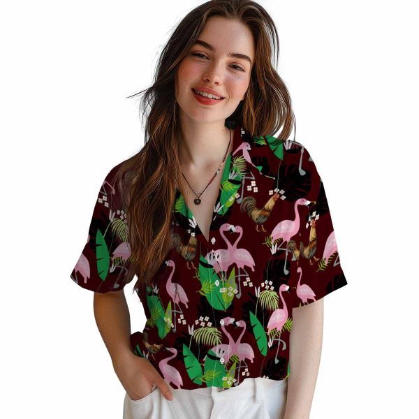 Rooster Flamingo Foliage Hawaiian Shirt Trendy