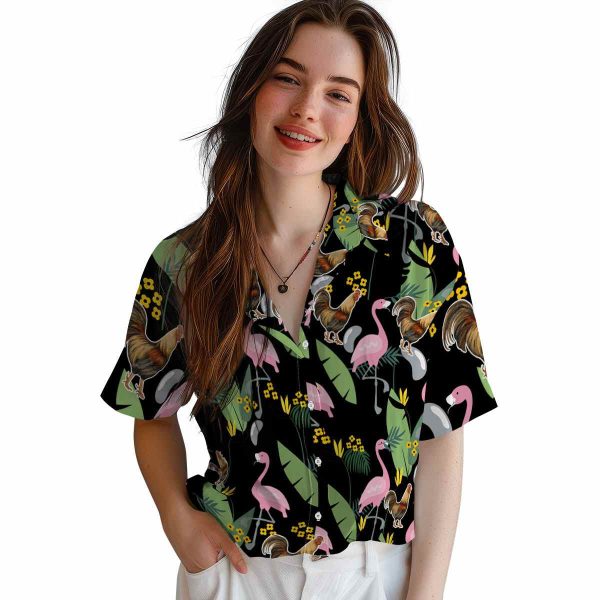 Rooster Flamingo Leaves Hawaiian Shirt Trendy