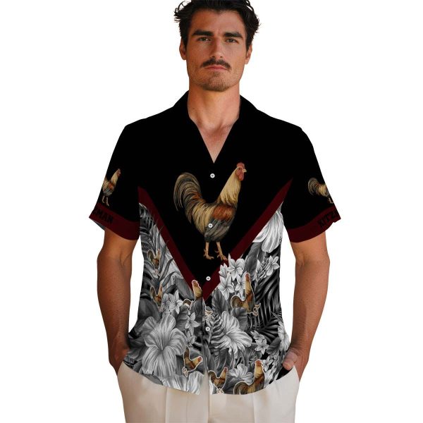 Rooster Floral Chevron Hawaiian Shirt High quality