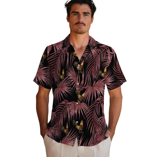 Rooster Leafy Palms Hawaiian Shirt High quality