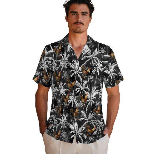 Rooster Palm Pattern Hawaiian Shirt High quality