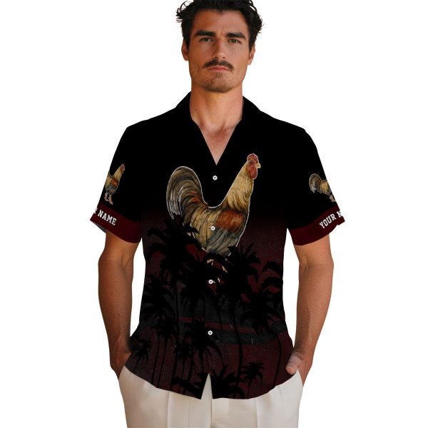 Rooster Sunset Pattern Hawaiian Shirt High quality