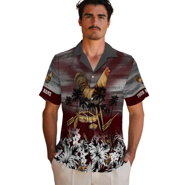 Rooster Tropical Canoe Hawaiian Shirt High quality