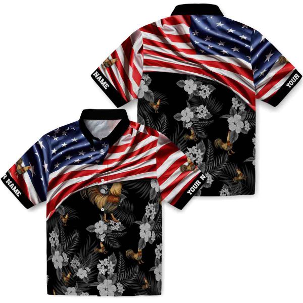 Rooster US Flag Hibiscus Hawaiian Shirt Latest Model