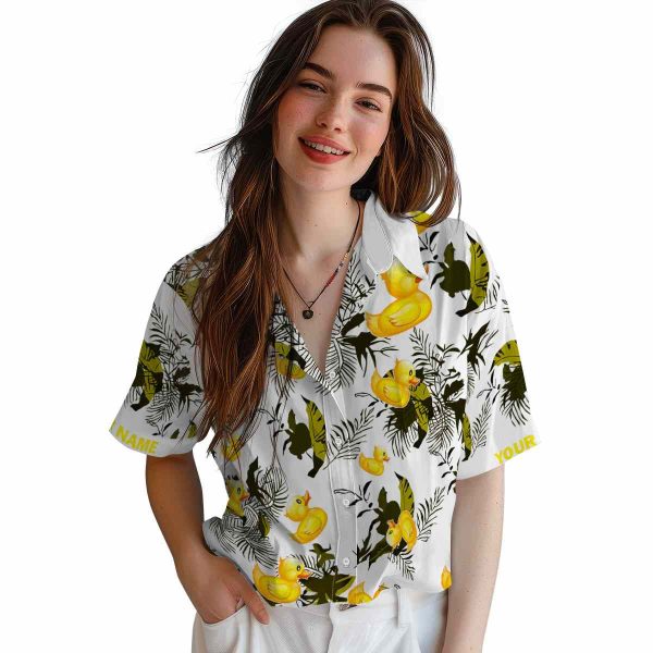 Rubber Duck Botanical Theme Hawaiian Shirt Trendy