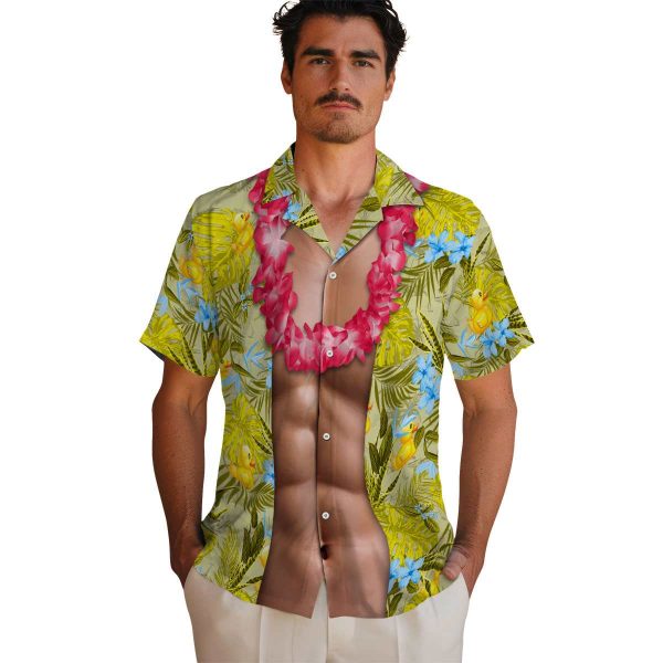 Rubber Duck Chest Illusion Hawaiian Shirt High quality