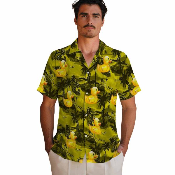 Rubber Duck Coastal Palms Hawaiian Shirt High quality