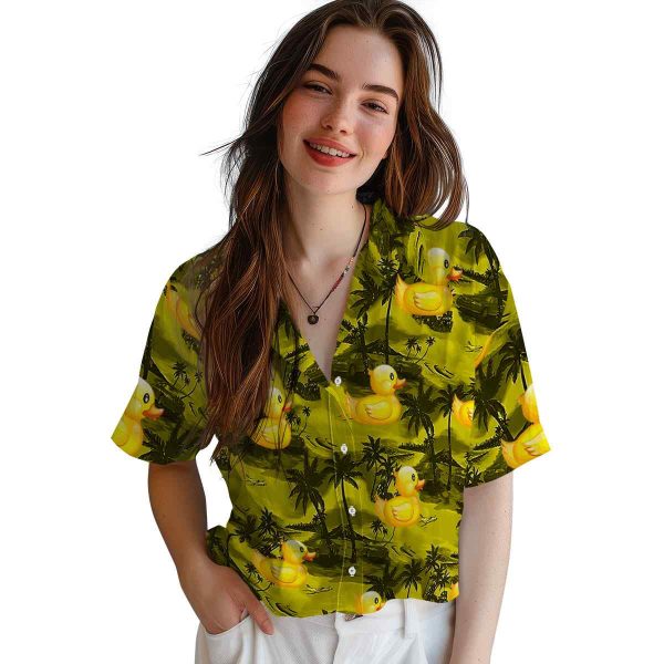 Rubber Duck Coastal Palms Hawaiian Shirt Trendy