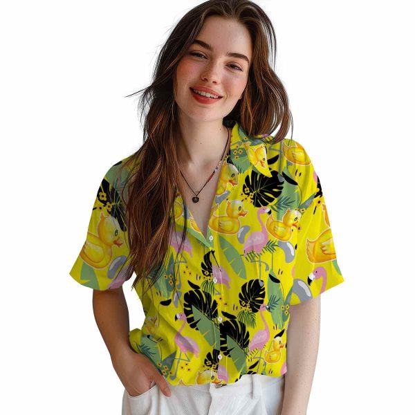 Rubber Duck Flamingo Leaves Hawaiian Shirt Trendy