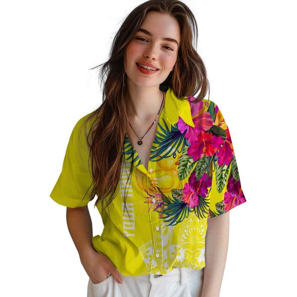 Rubber Duck Floral Polynesian Hawaiian Shirt Trendy