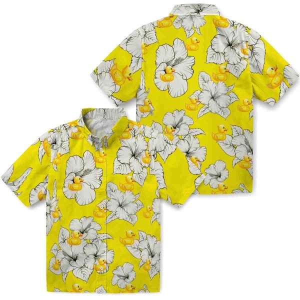 Rubber Duck Hibiscus Blooms Hawaiian Shirt Latest Model