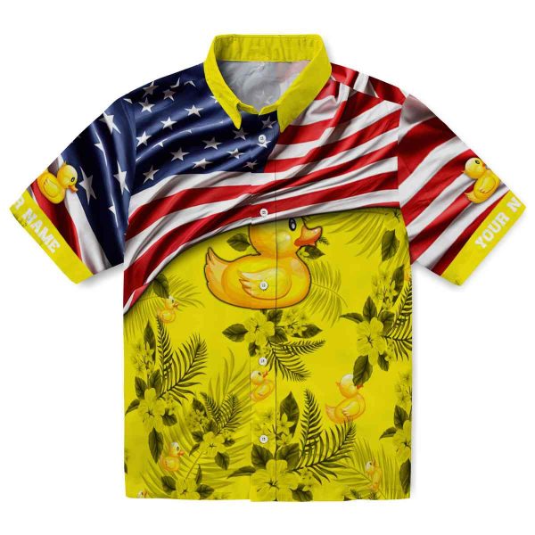 Rubber Duck US Flag Hibiscus Hawaiian Shirt Best selling