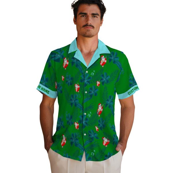 Santa Botanical Print Hawaiian Shirt High quality