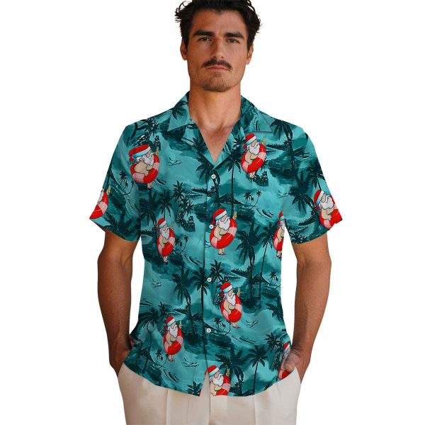 Santa Coastal Palms Hawaiian Shirt High quality