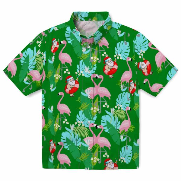 Santa Flamingo Foliage Hawaiian Shirt Best selling