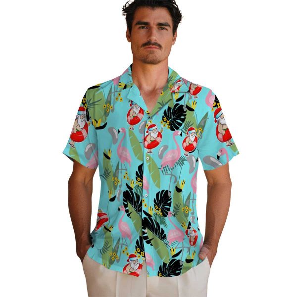 Santa Flamingo Leaves Hawaiian Shirt High quality