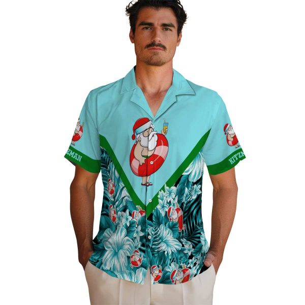 Santa Floral Chevron Hawaiian Shirt High quality