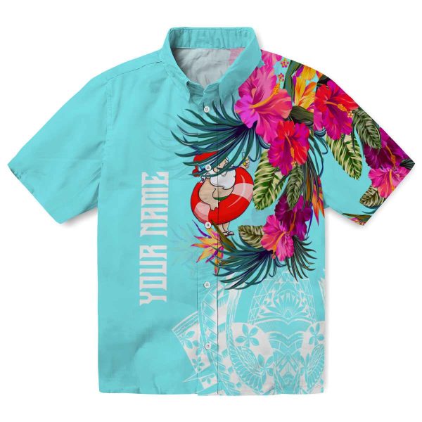 Santa Floral Polynesian Hawaiian Shirt Best selling