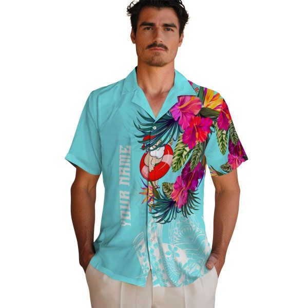 Santa Floral Polynesian Hawaiian Shirt High quality