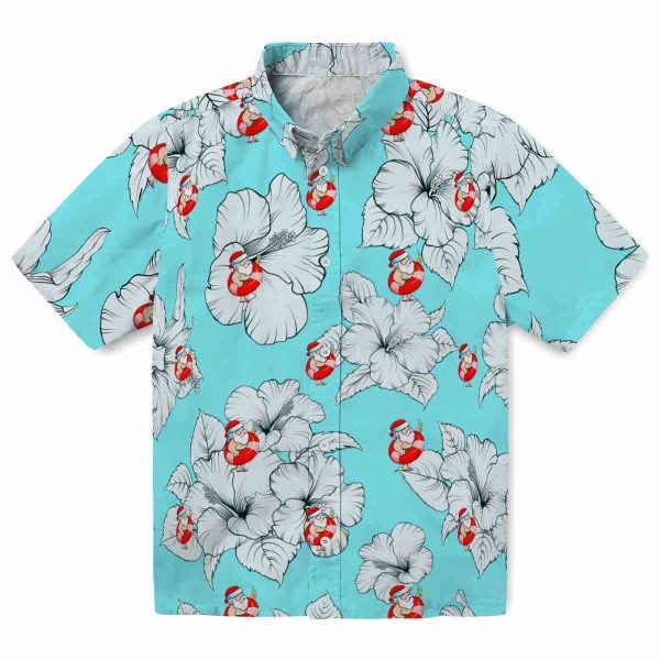 Santa Hibiscus Blooms Hawaiian Shirt Best selling