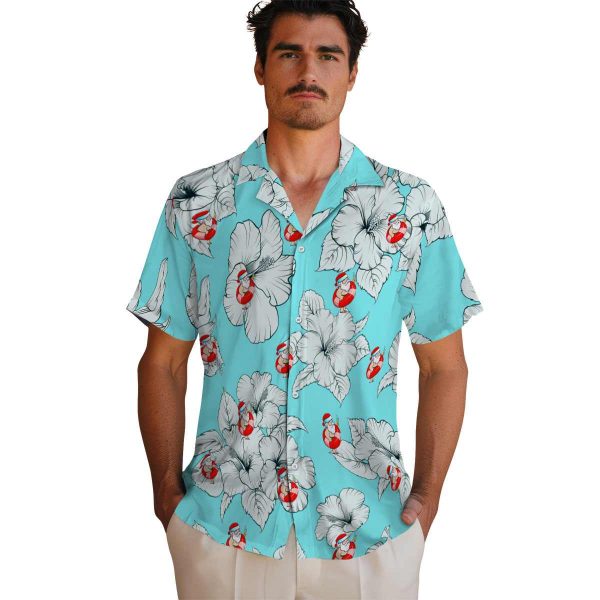 Santa Hibiscus Blooms Hawaiian Shirt High quality