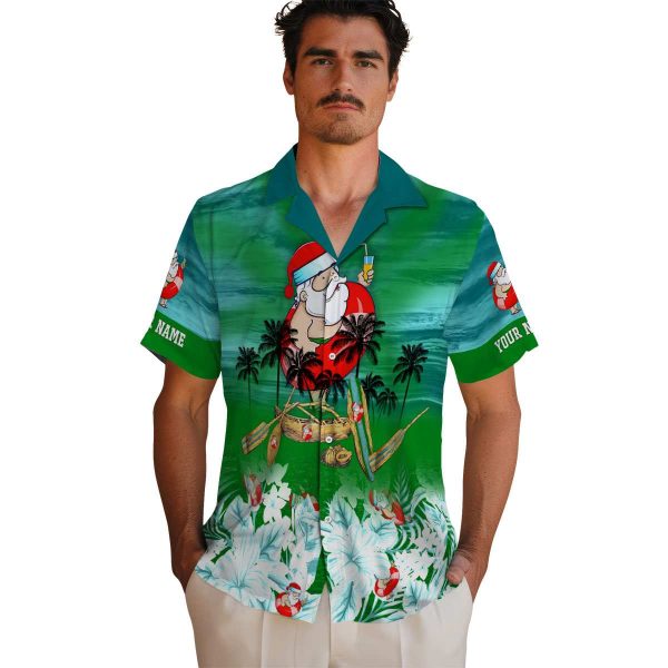 Santa Tropical Canoe Hawaiian Shirt High quality