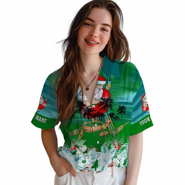 Santa Tropical Canoe Hawaiian Shirt Trendy