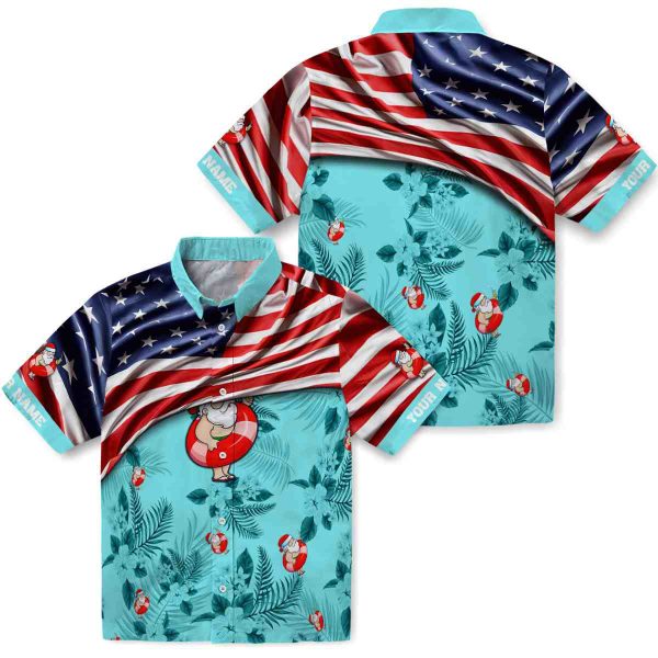 Santa US Flag Hibiscus Hawaiian Shirt Latest Model