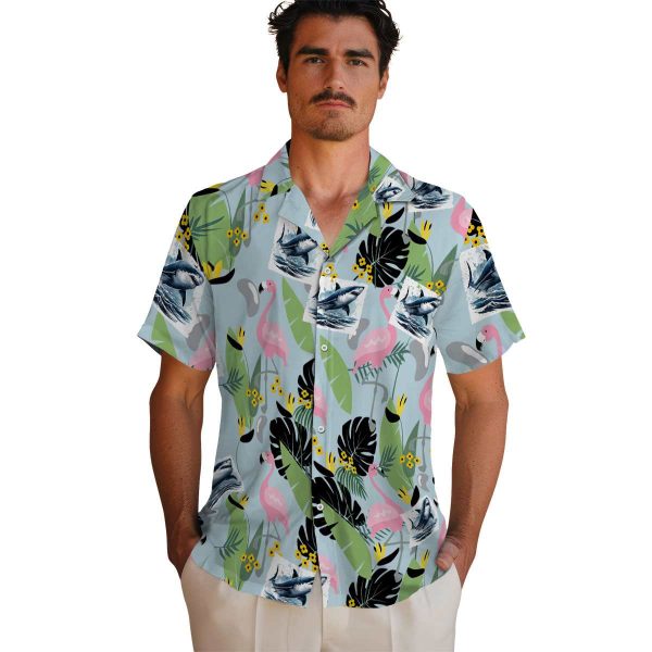 Shark Flamingo Leaves Hawaiian Shirt High quality