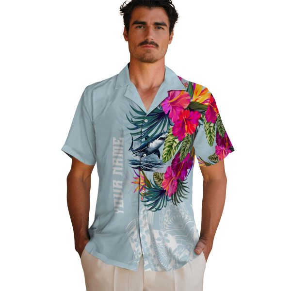 Shark Floral Polynesian Hawaiian Shirt High quality