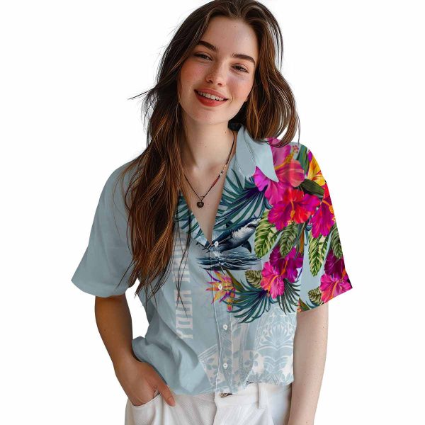 Shark Floral Polynesian Hawaiian Shirt Trendy