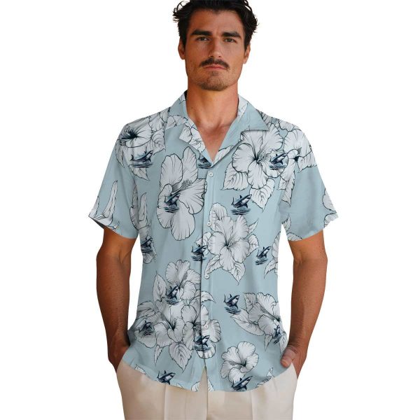 Shark Hibiscus Blooms Hawaiian Shirt High quality