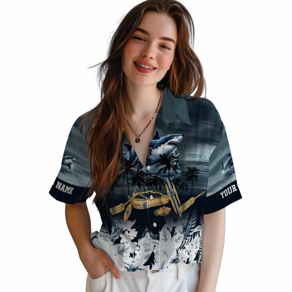 Shark Tropical Canoe Hawaiian Shirt Trendy