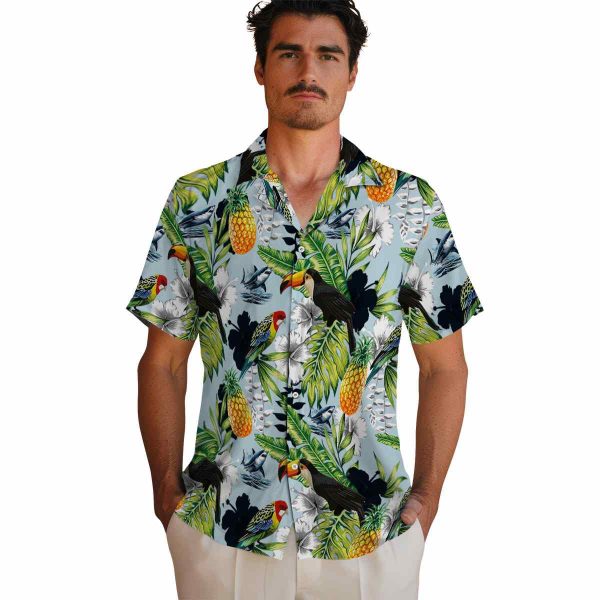 Shark Tropical Toucan Hawaiian Shirt High quality