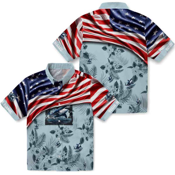 Shark US Flag Hibiscus Hawaiian Shirt Latest Model